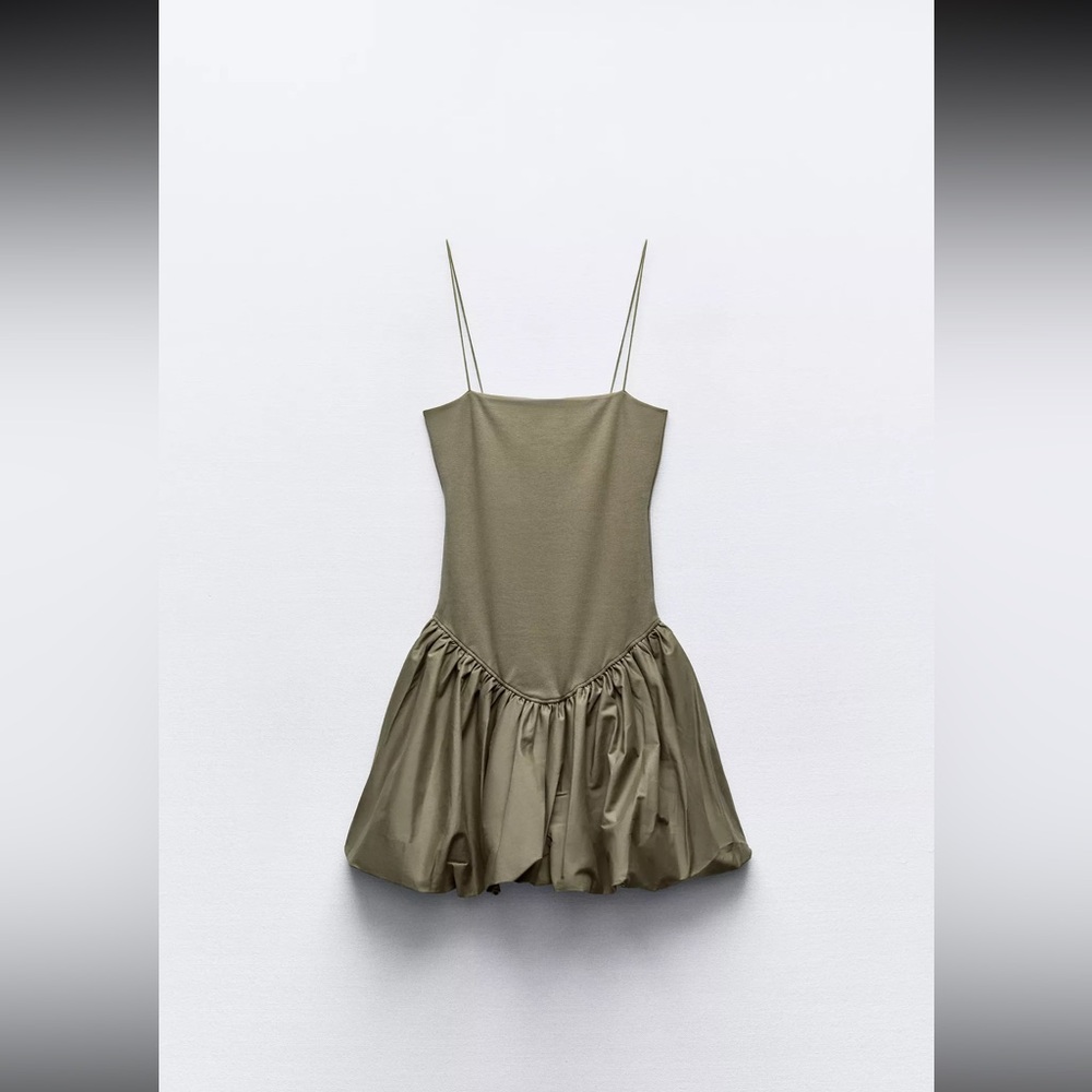 Elegant Olive Green Spaghetti Strap Dress